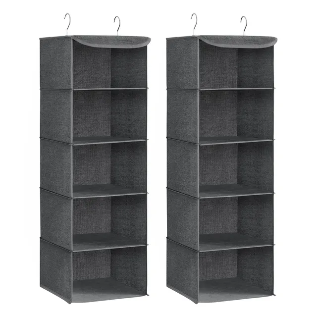songmics-h-ngeorganizer-rch005g02-2er-set-grau-h-ngeregal-5-ebenen-faltbar image 1
