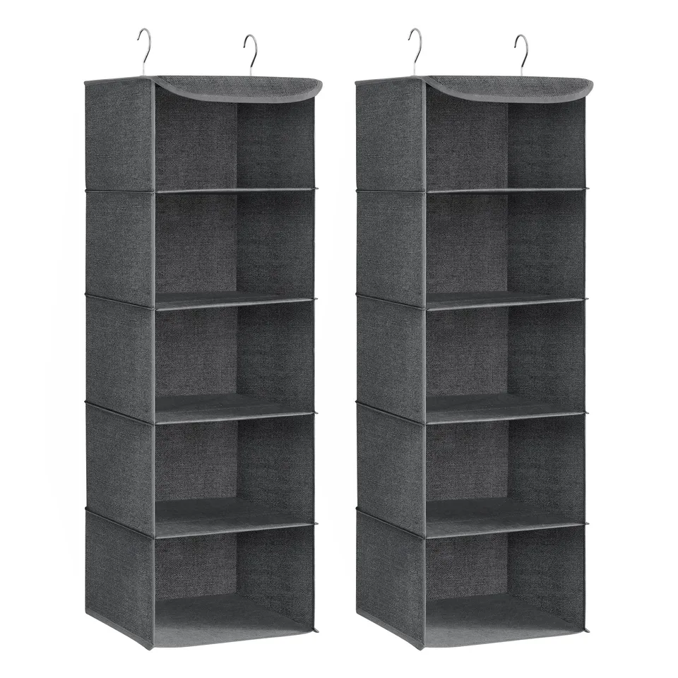 songmics-h-ngeorganizer-rch005g02-2er-set-grau-h-ngeregal-5-ebenen-faltbar image 1