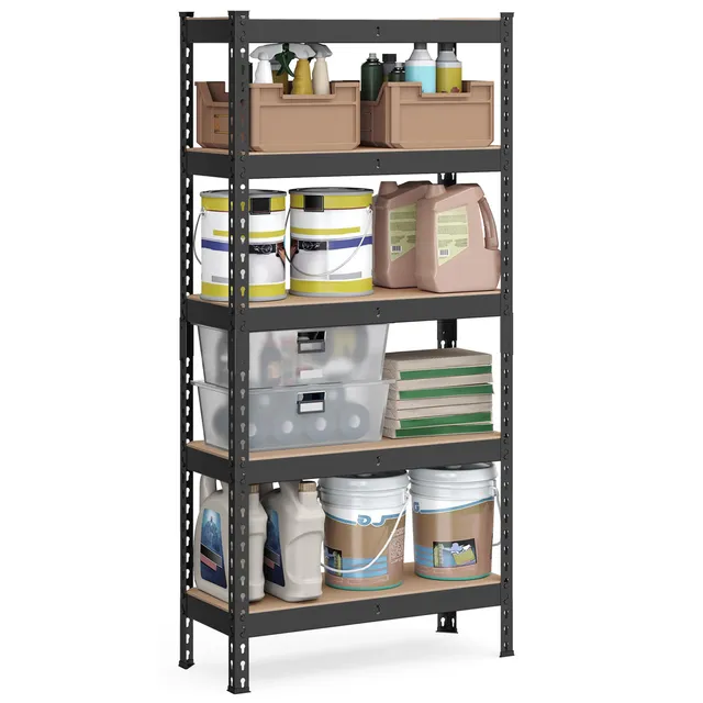 songmics-schwerlastregal-glr300b01-standregal-5-ablagen-30-x-75-x-150-cm-schwarz image 1