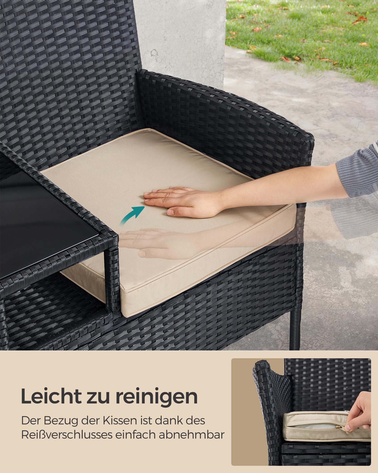 songmics-ggf022b02-balkonsofa-gartenbank-mit-tisch-pe-rattan-schwarz-taupe image 5