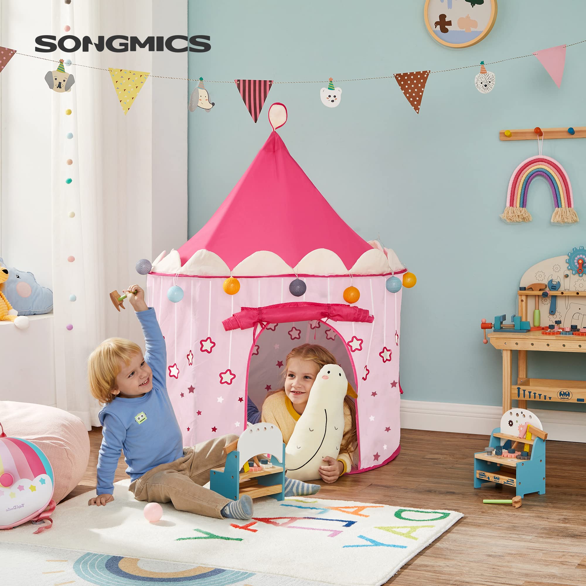 songmics-spielzelt-prinzessinnenschloss-lpt01pk-pink-101x135-cm image 2