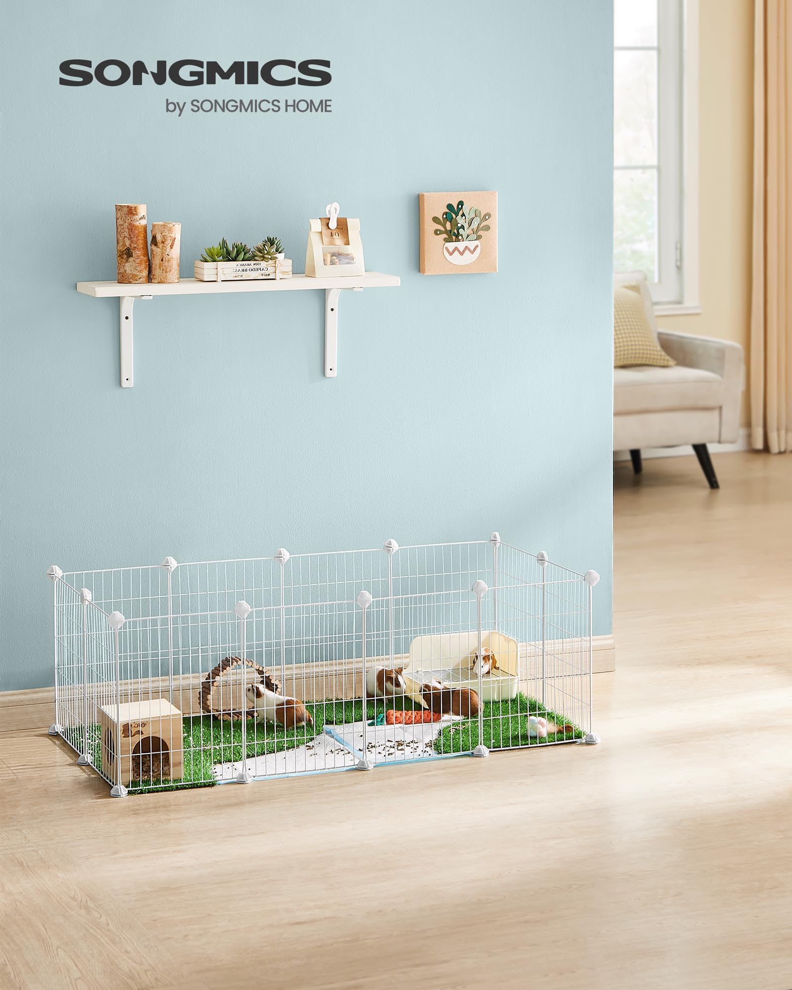 songmics-freilauf-diy-kleintiergehege-lpi001w01-metallgitter-123-x-63-x-41-cm-we image 2
