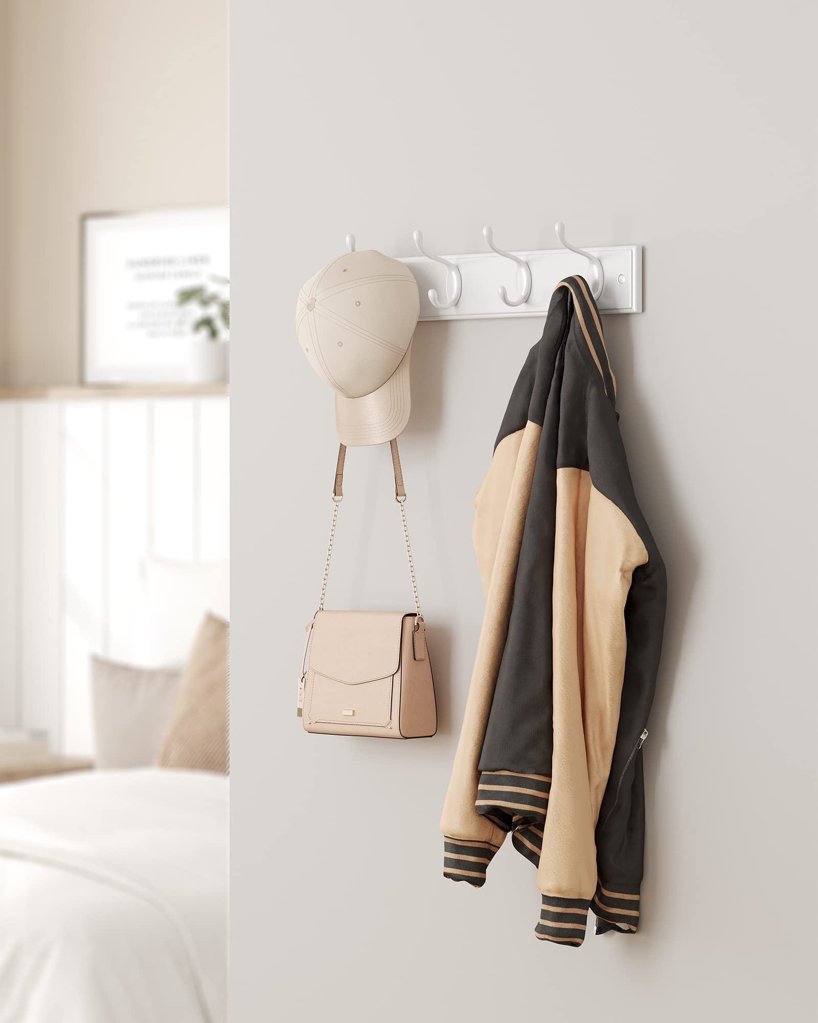 songmics-wandgarderobe-lhr23wt-garderobenleiste-mit-4-doppelhaken-hellwarmwei image 3