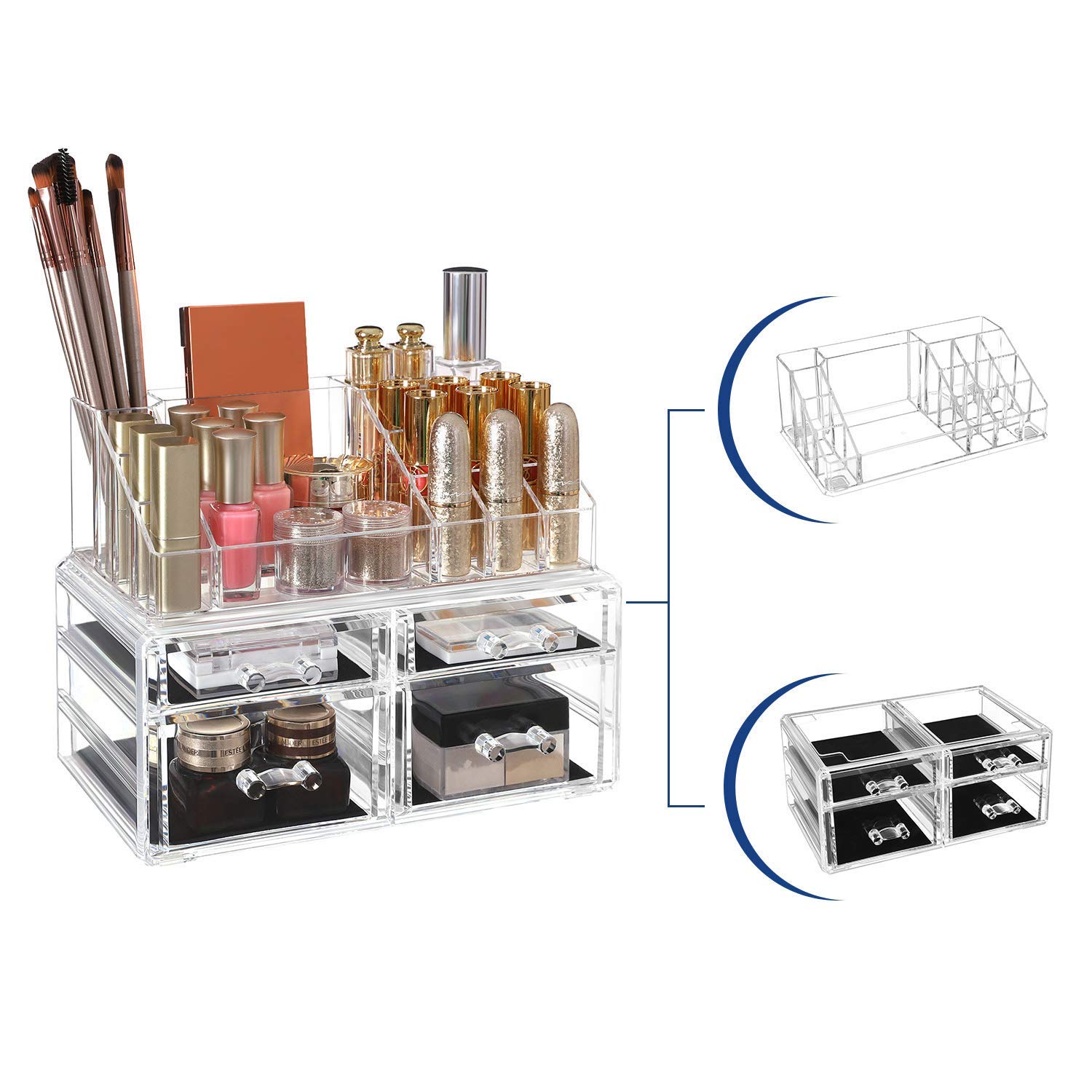 songmics-kosmetik-organizer-acryl-mit-4-schubladen-transparent-jka005tp image 4