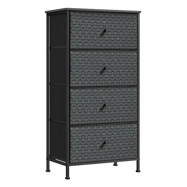 songmics-kommode-mit-4-stoffschubladen-30-x-51-x-99-cm-ebenholzschwarz-lts114b01 image 1