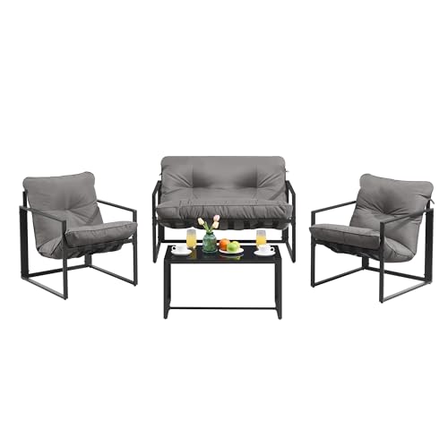 songmics-gartenm-bel-set-ggf040gz01-4-teilig-grau-2-st-hle-tisch-bank-mit-kissen image 8