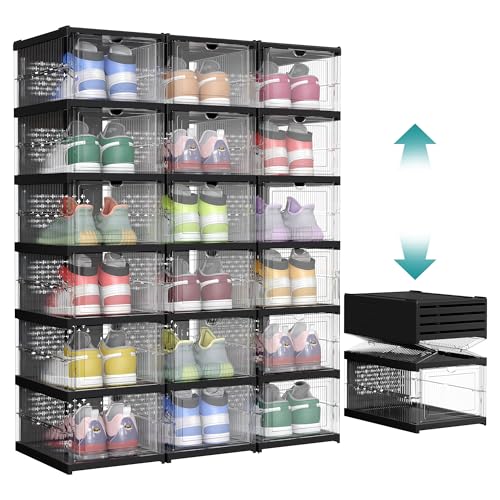 songmics-schuhschrank-3er-set-mit-18-schuhboxen-transparent-tintenschwarz-lsp207 image 8