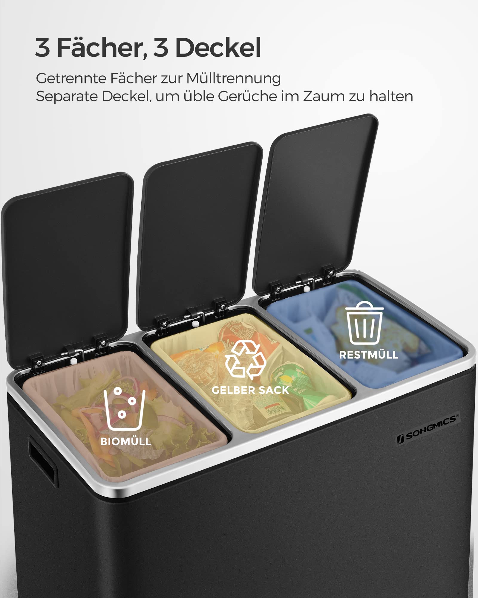 songmics-ltb54bk-m-lltrennsystem-3x18-l-treteimer-tintenschwarz image 3