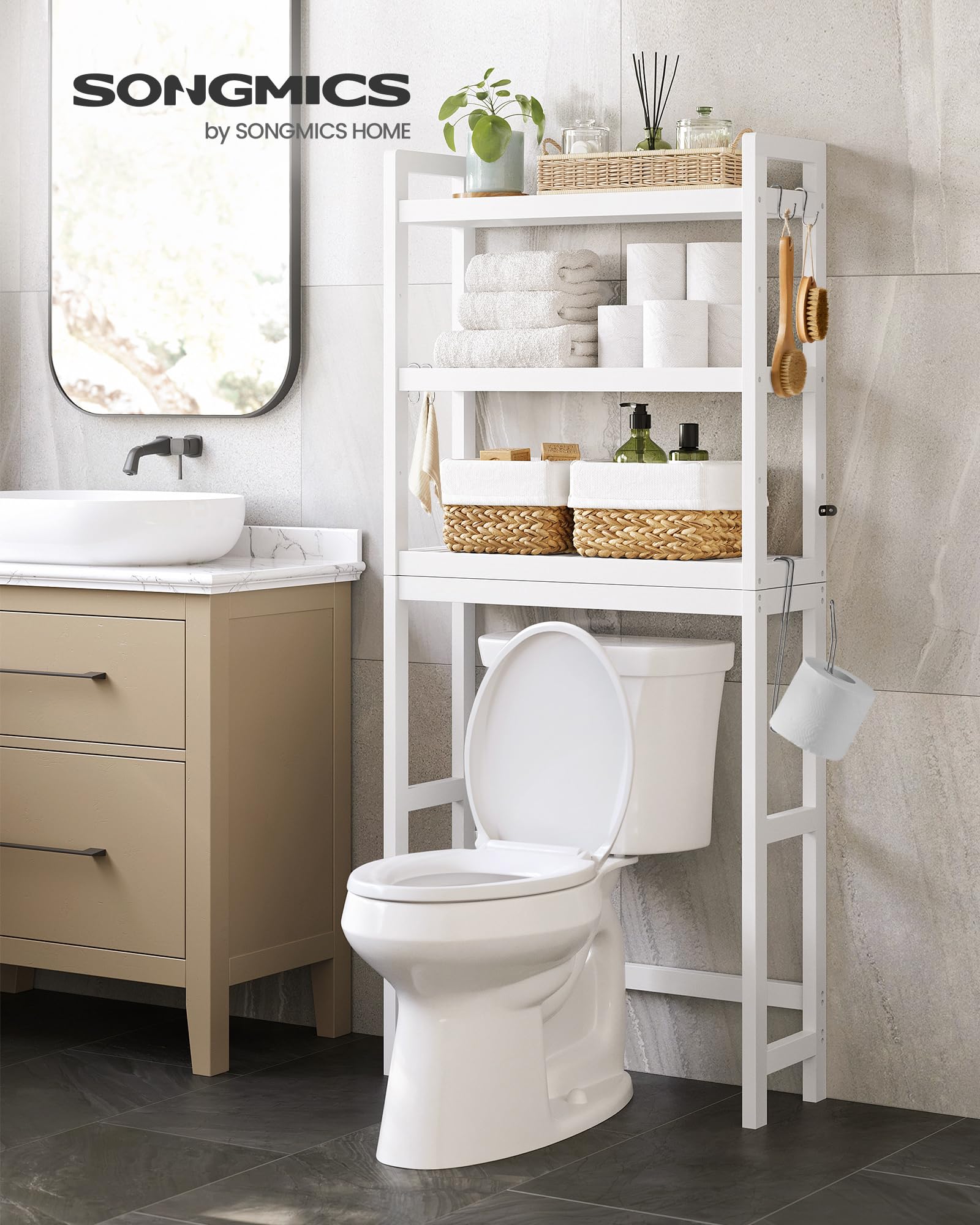 songmics-bts01wt-badezimmerregal-ber-toilette-bambus-3-ebenen-wei image 2
