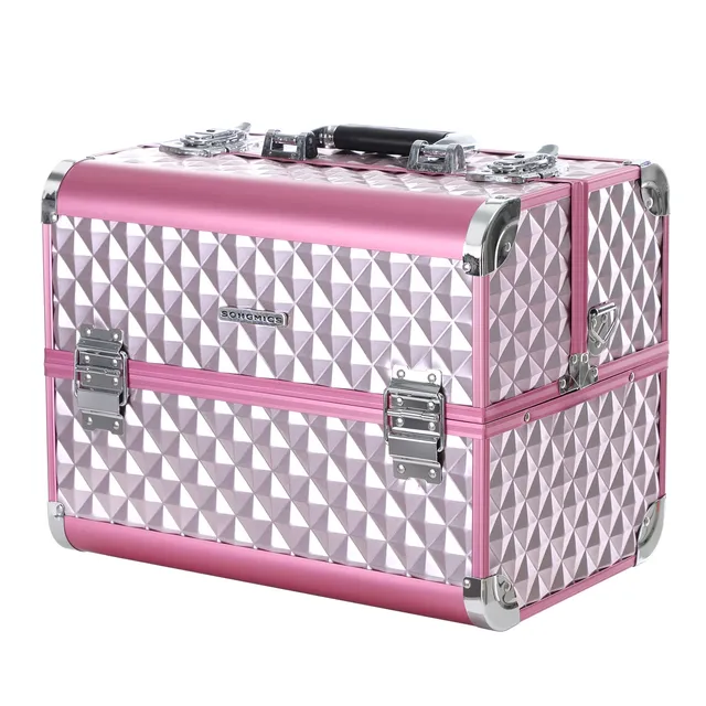 songmics-kosmetikkoffer-jbc319p-pink-silber-36-x-28-x-23-cm-mit-f-chern image 1