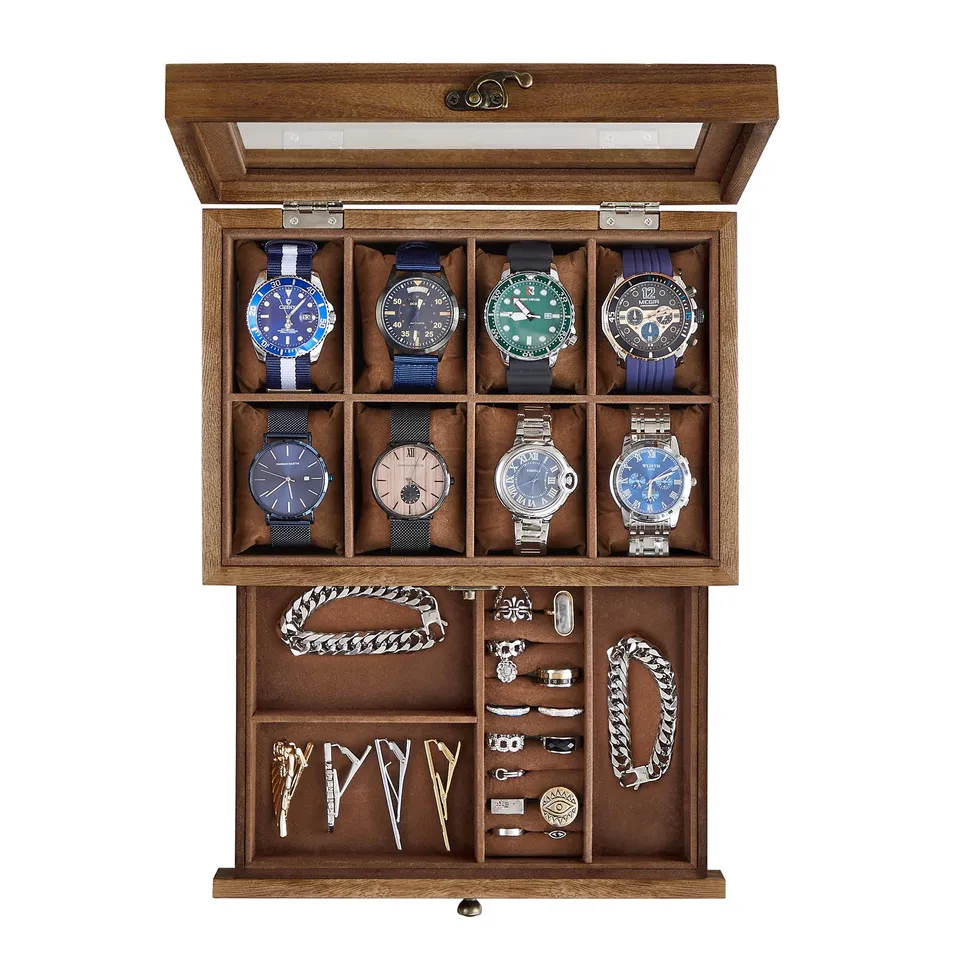 songmics-gisella-jow008k01-uhrenbox-8-f-cher-walnussfarben-holz image 1