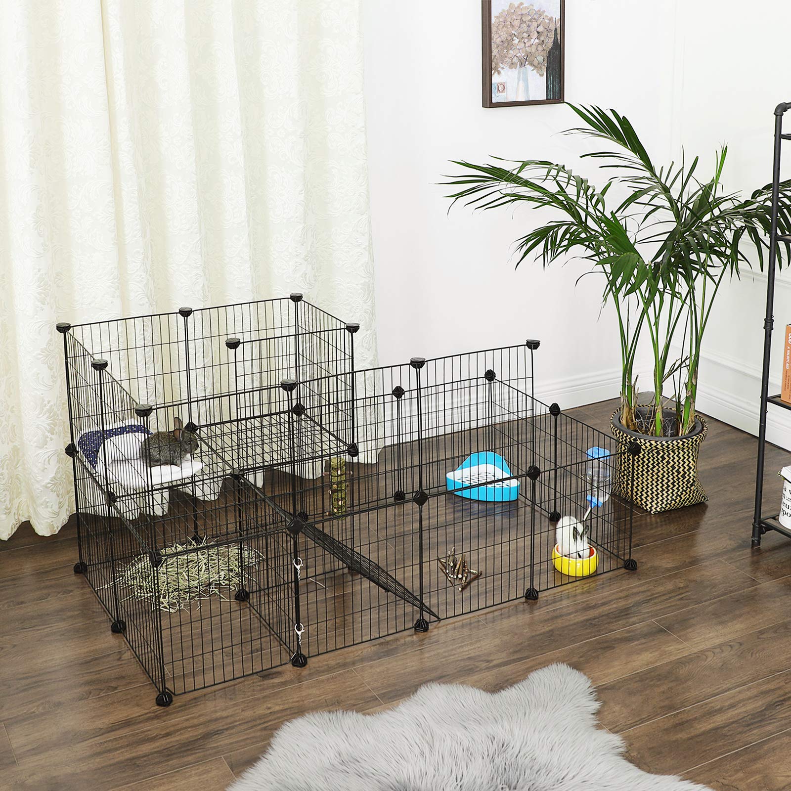 songmics-lpi06h-kleintiergehege-2-ebenen-143-x-73-x-71-cm-schwarz image 3