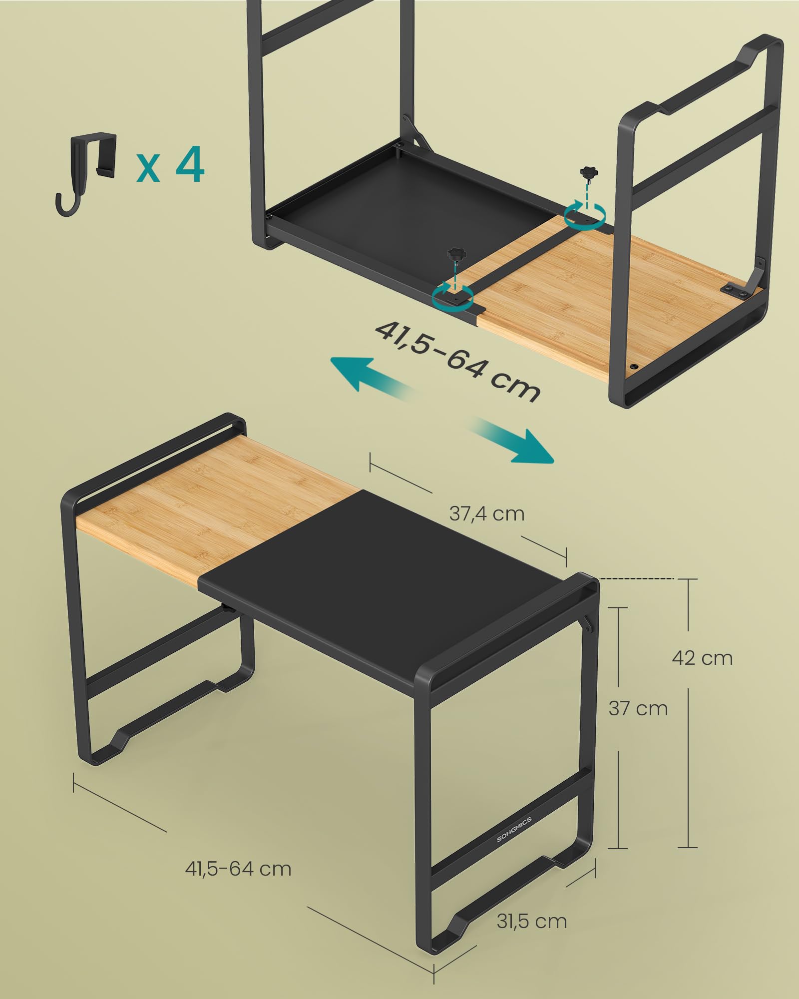songmics-mikrowellen-regal-kcs060b01-erweiterbar-stahl-bambus image 3