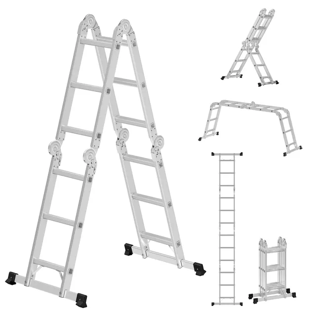 songmics-mehrzweckleiter-glt36m-aluleiter-4x3-stufen-12-stufen-silber image 1