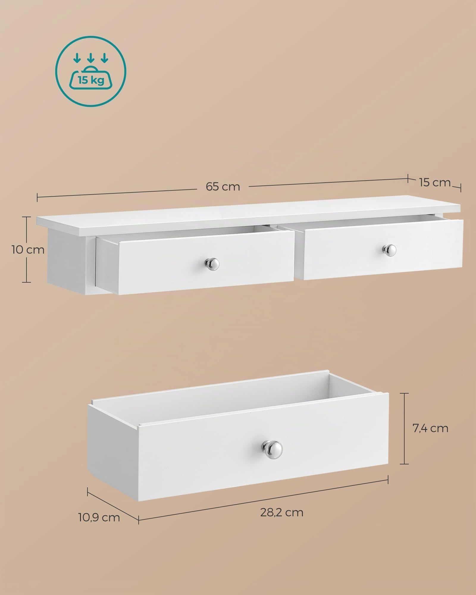 songmics-wandregal-lws65wt-schweberegal-mit-2-schubladen-15-x-65-x-10-cm-wei image 3