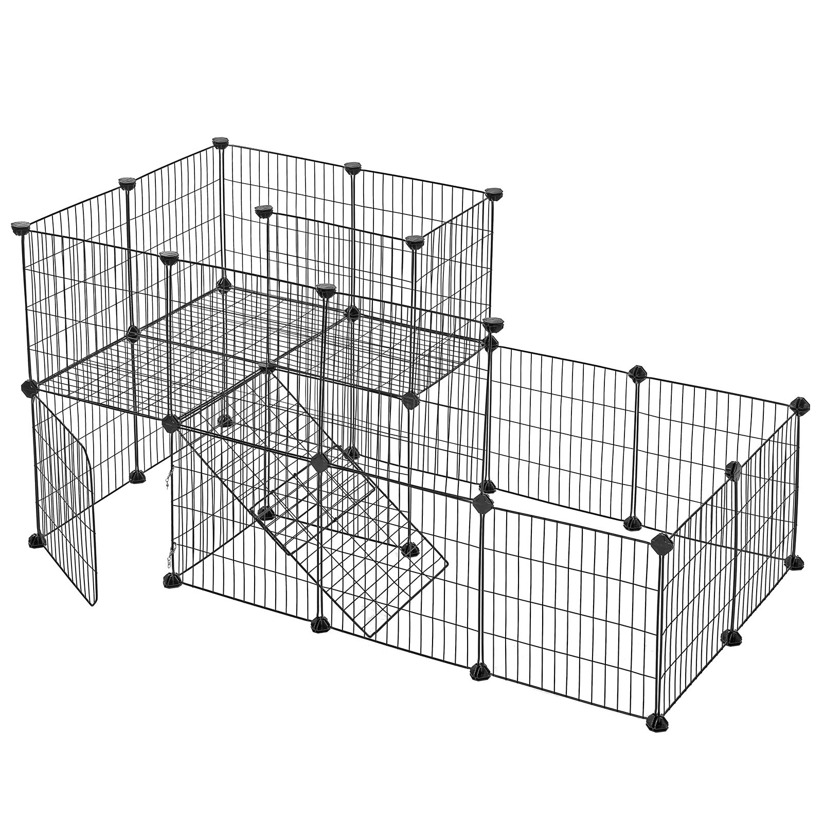 songmics-lpi06h-kleintiergehege-2-ebenen-143-x-73-x-71-cm-schwarz image 1