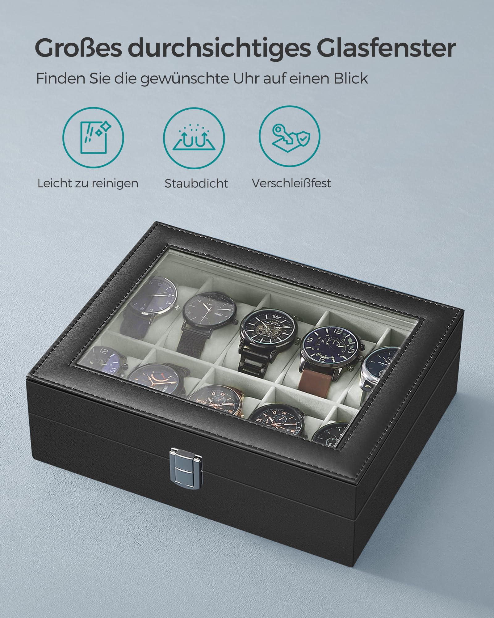 songmics-uhrenbox-mit-10-f-chern-jwb010bk-uhrenkasten-schwarz-aus-pu-mit-glasdec image 4