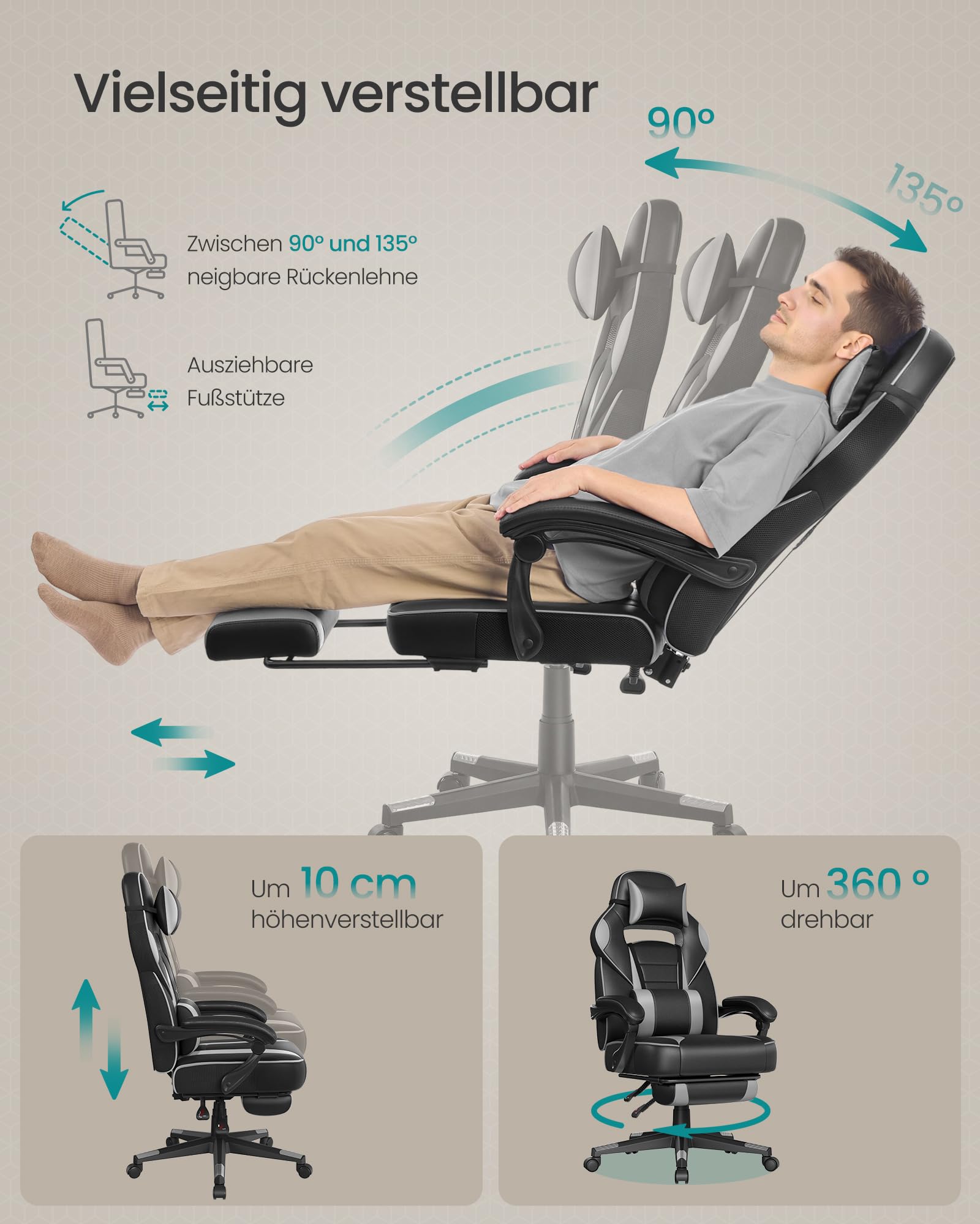 songmics-gaming-stuhl-b-rostuhl-mit-fu-st-tze-bis-150-kg-tintenschwarz-taubengra image 7
