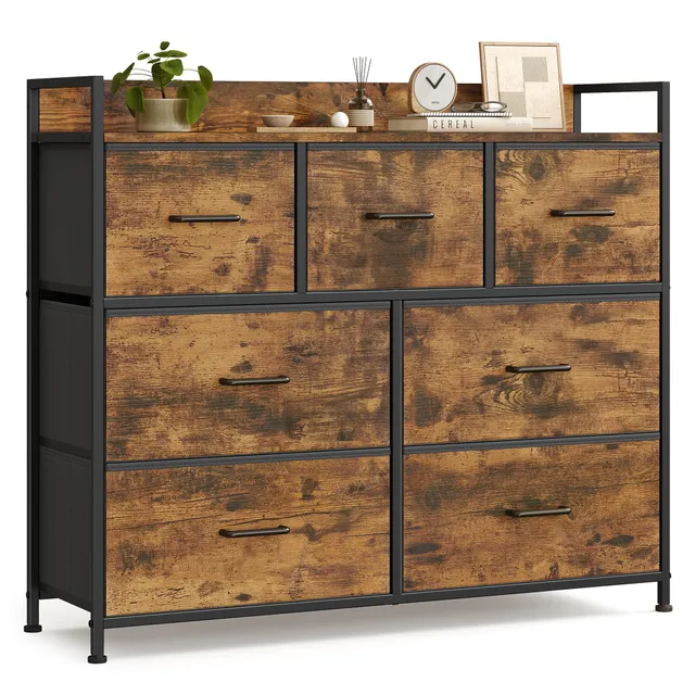 songmics-bellah-kommode-7-stoffschubladen-vintagebraun-lts137bh01 image 1