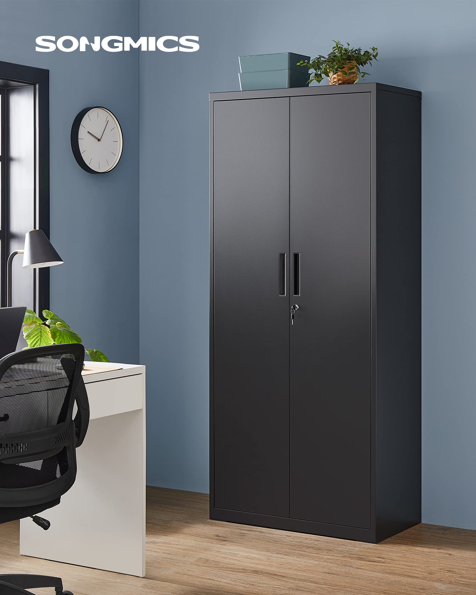songmics-aktenschrank-metall-5-ebenen-80x40x180-cm-mit-schloss-omc015b01 image 2