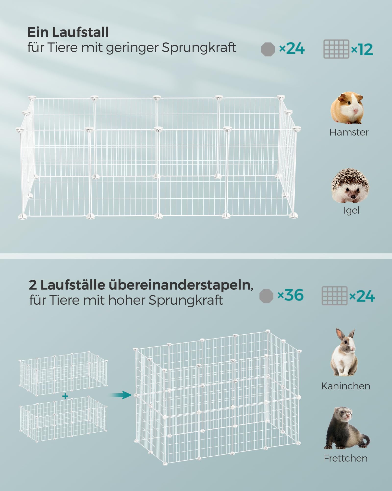 songmics-freilauf-diy-kleintiergehege-lpi001w01-metallgitter-123-x-63-x-41-cm-we image 4