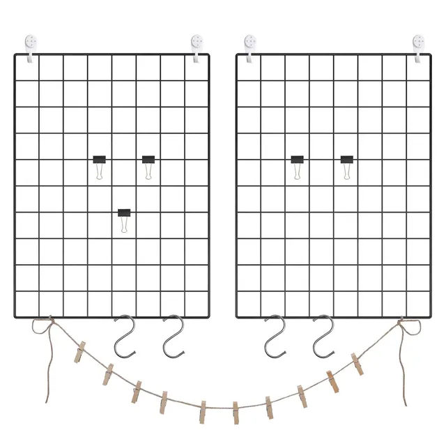 songmics-fotowand-drahtgitter-lpp01h-2er-set-wandgitter-schwarz-mit-zubeh-r image 1