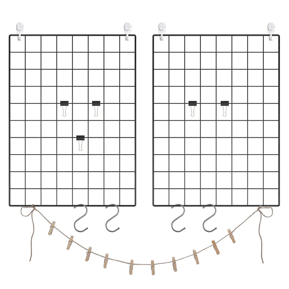 songmics-fotowand-drahtgitter-lpp01h-2er-set-wandgitter-schwarz-mit-zubeh-r image 1