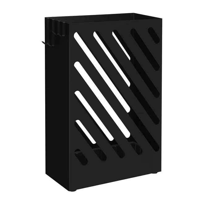songmics-regenschirmst-nder-rechteckig-metall-schwarz-mit-haken-luc03bk image 1