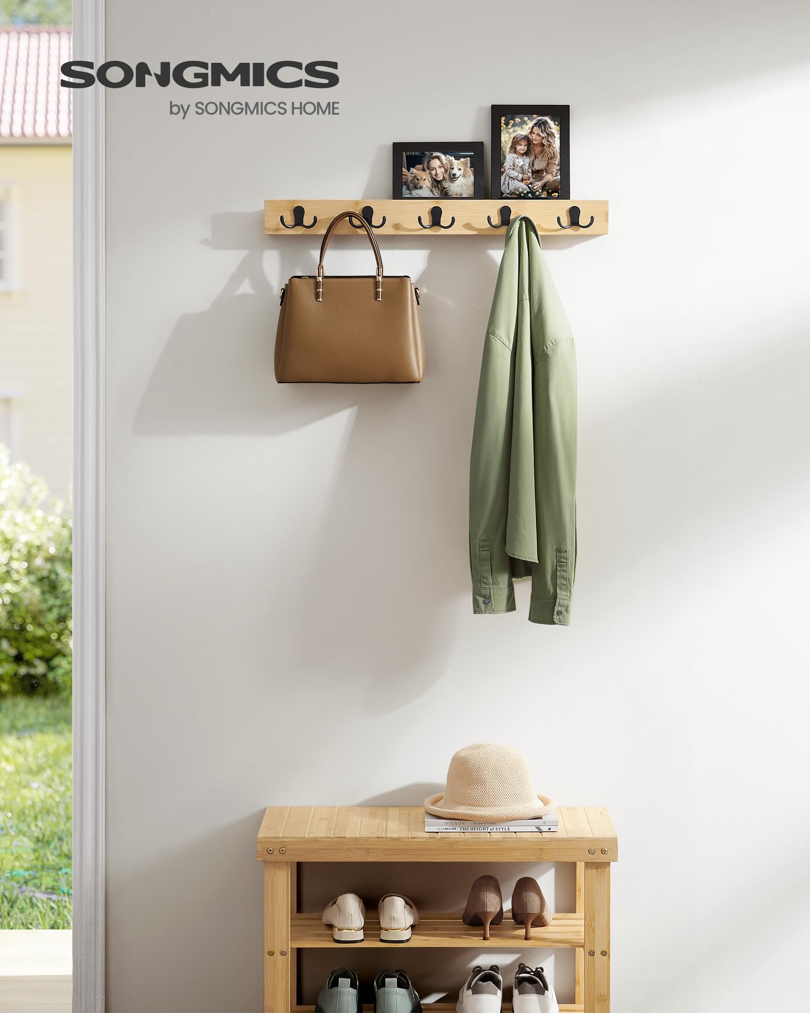 songmics-wandgarderobe-lcr005n01-naturbeige-mit-ablage-5-haken image 2