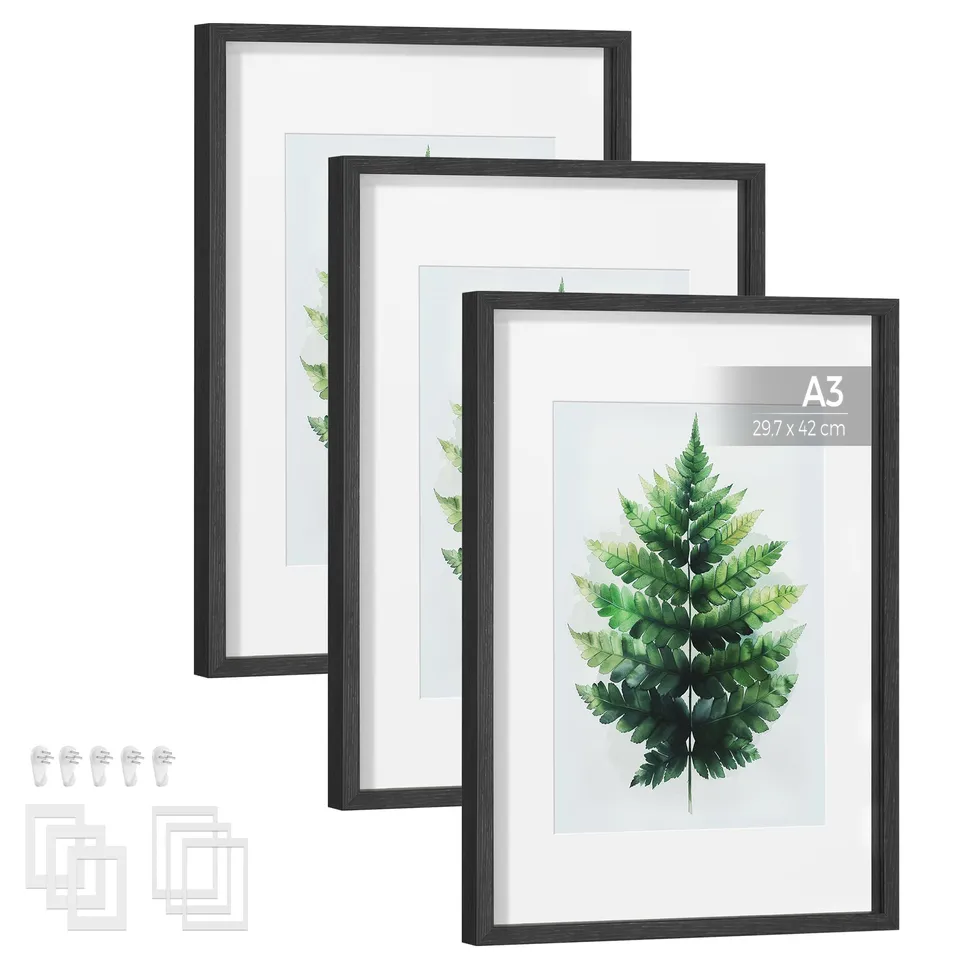 songmics-bilderrahmen-rpf064b01-3er-set-aschschwarz-fotogalerie-43-4-x-31-1-cm image 1