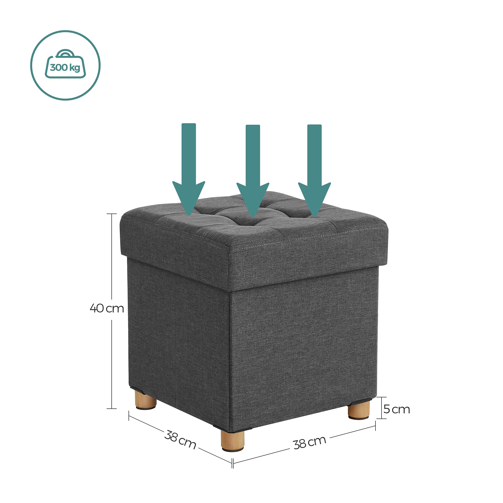 songmics-sitzhocker-mit-stauraum-lsf14gyz-38-x-38-cm-schiefergrau-bis-300-kg image 3