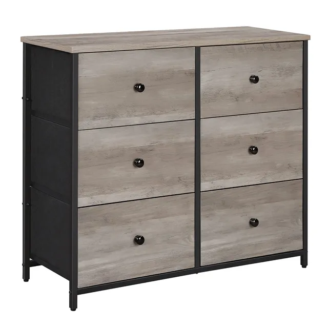 songmics-kommode-6-stoffschubladen-mdf-front-greige-schwarz image 1