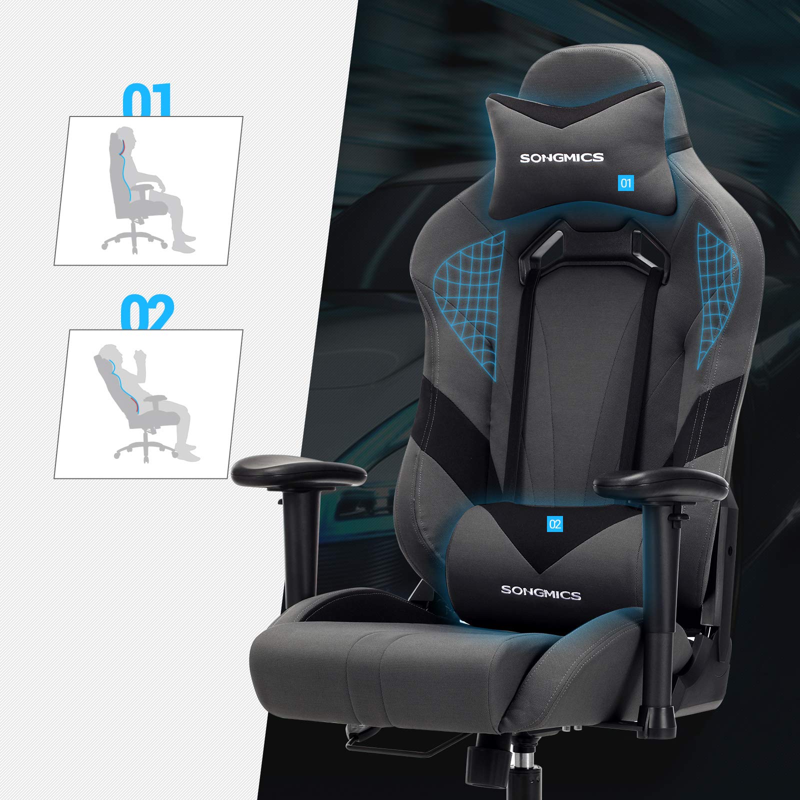 songmics-b-rostuhl-gaming-stuhl-rcg13g-grau-schwarz-ergonomisch-150-kg image 8
