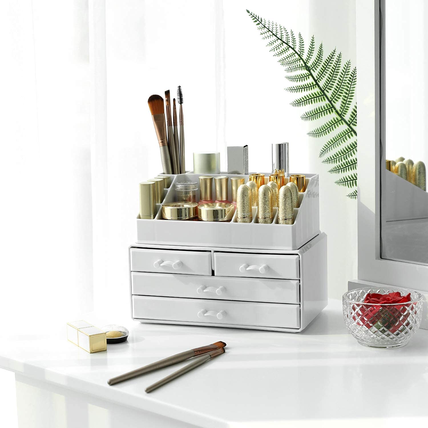 songmics-make-up-organizer-kosmetik-4-schubladen-16-f-cher-wei image 2