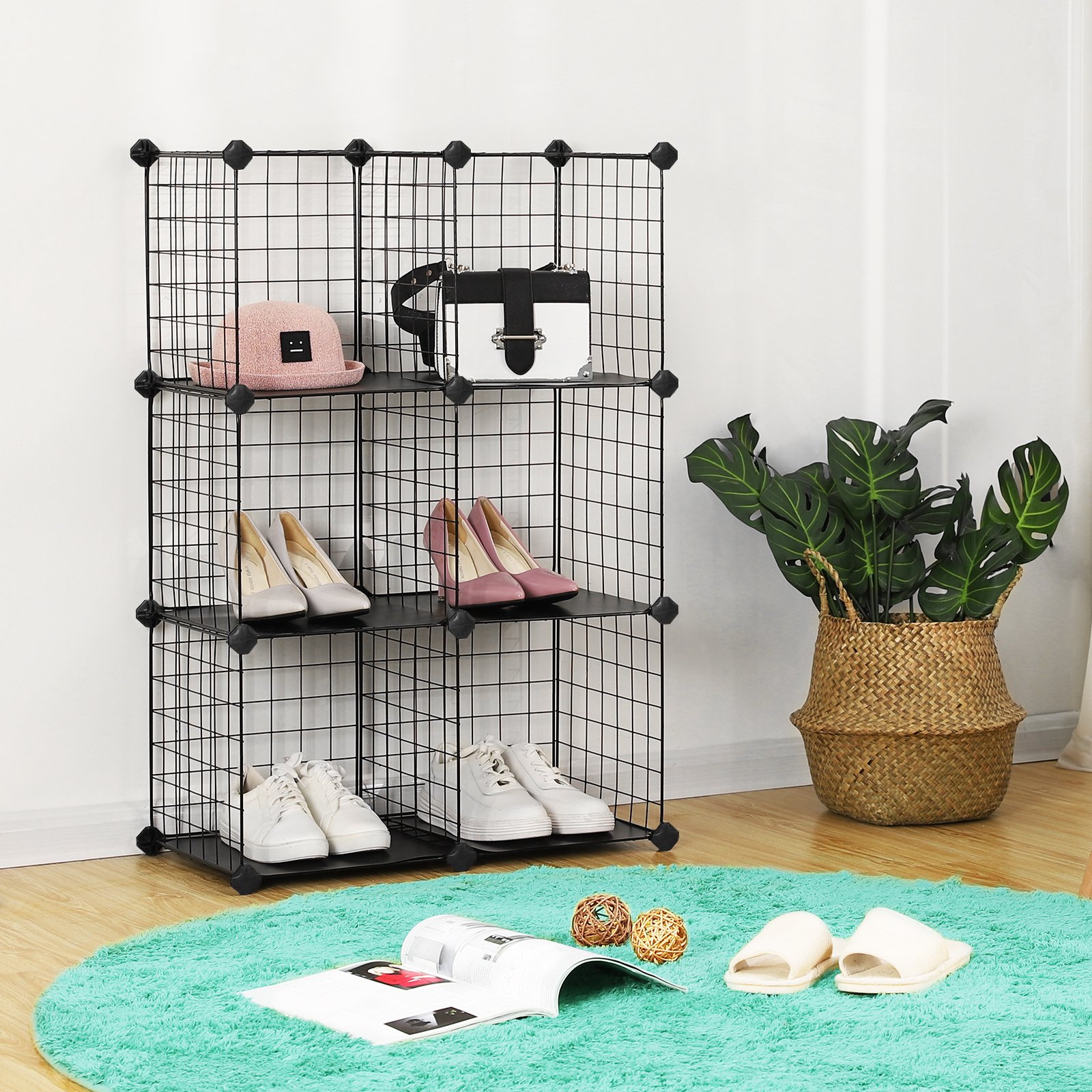 songmics-netzregal-lpi111h-mit-6-w-rfeln-63-x-31-x-93-cm-schwarz image 7