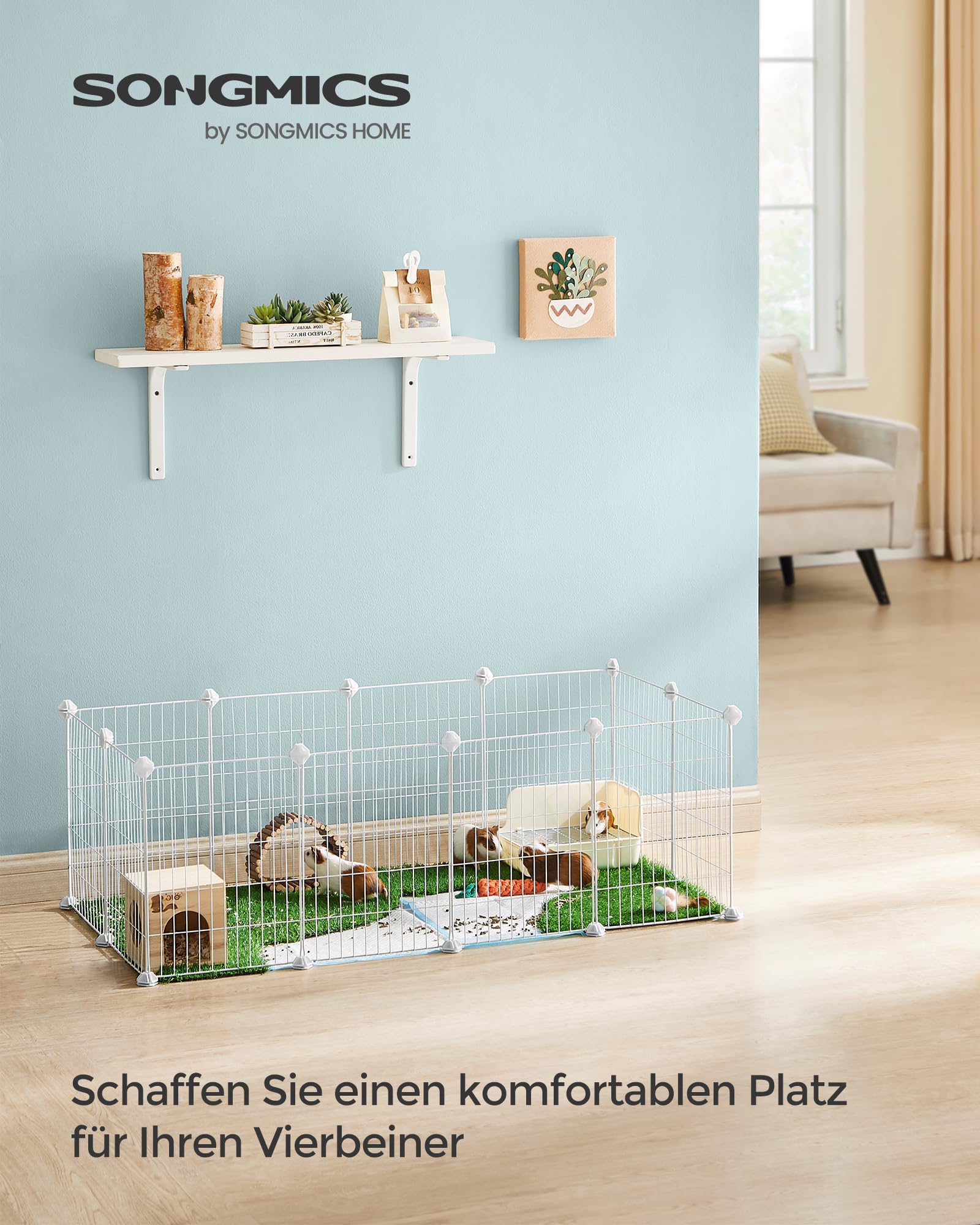 songmics-freilauf-diy-kleintiergehege-lpi001w01-metallgitter-123-x-63-x-41-cm-we image 3