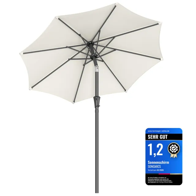 songmics-sonnenschirm-200-cm-mit-kurbel-upf-50-beige-gpu202m01 image 1