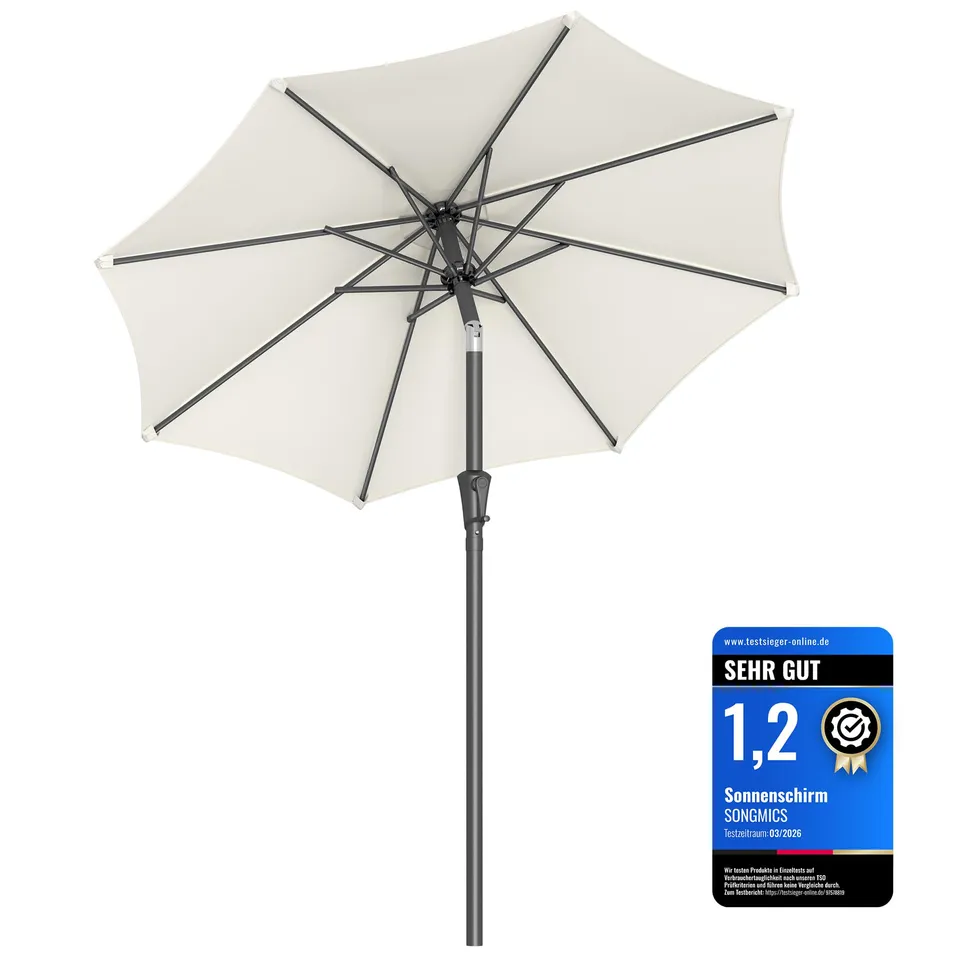 songmics-sonnenschirm-200-cm-mit-kurbel-upf-50-beige-gpu202m01 image 1