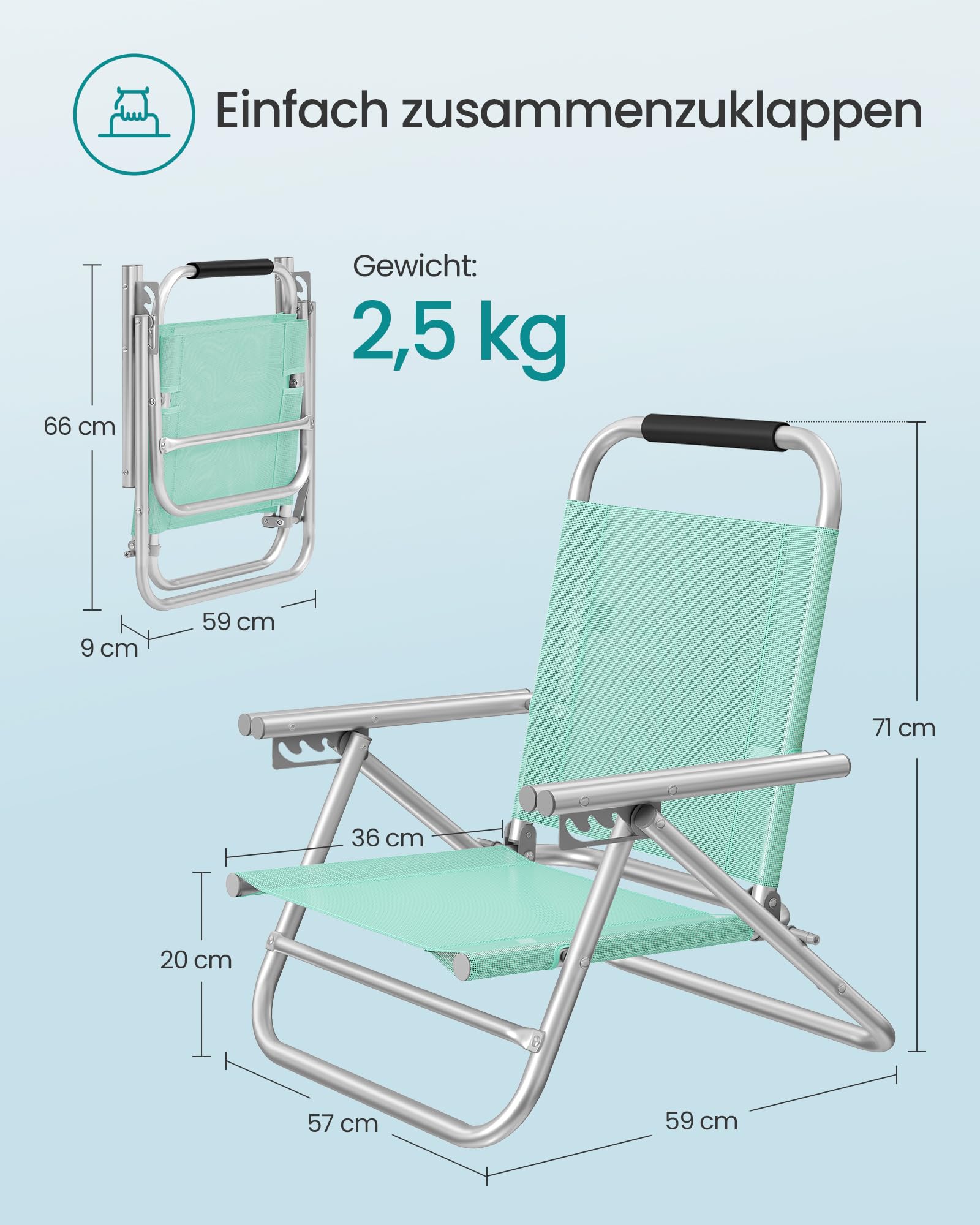 songmics-strandstuhl-tragbarer-klappstuhl-4-stufig-verstellbar-mit-armlehnen-2 image 2