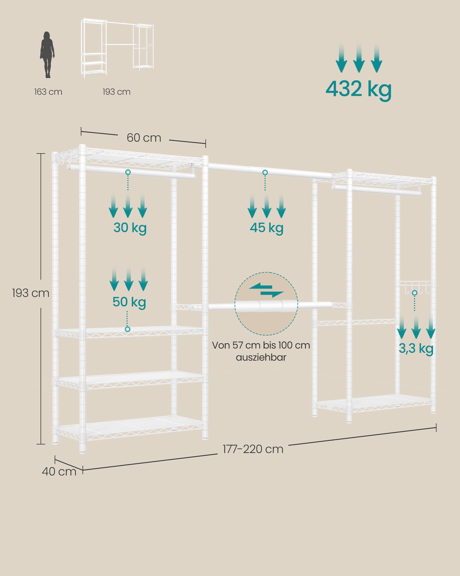 songmics-offener-kleiderschrank-40-x-177-220-x-193-cm-mit-4-kleiderstangen-metal image 6