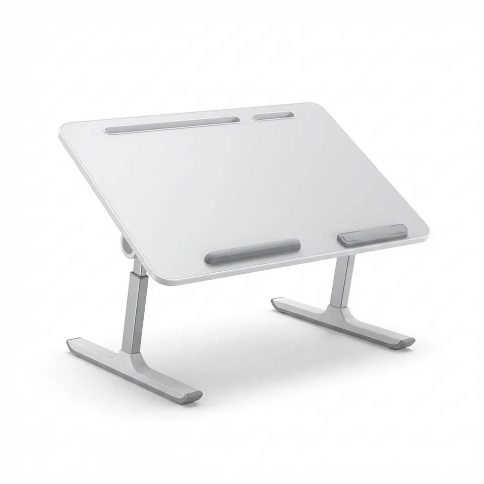 songmics-laptoptisch-betttisch-aus-aluminiumlegierung-60x40x25cm-mit-schublade image 1