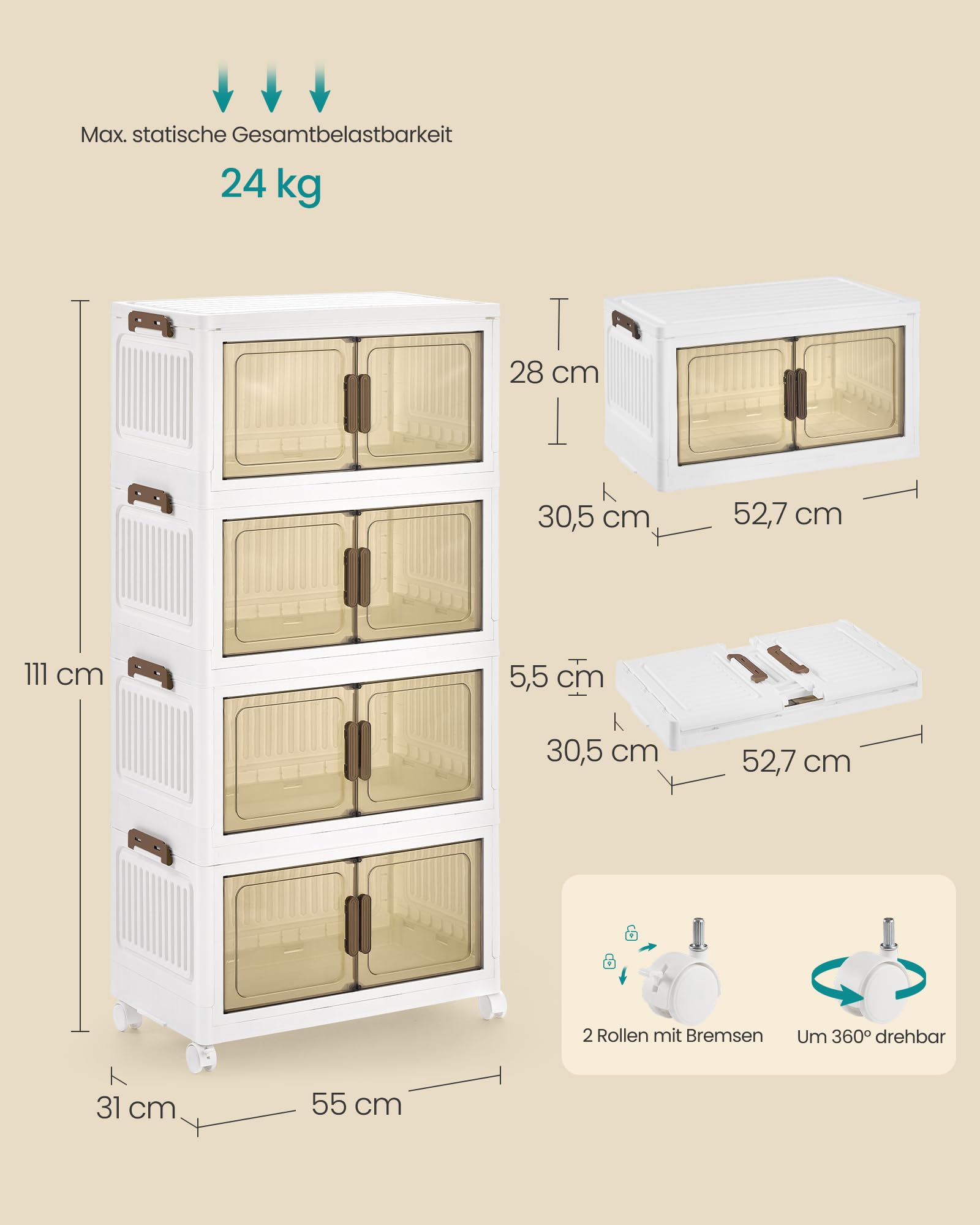 songmics-aufbewahrungsboxen-rlb450wz01-4-ebenen-180l-auf-rollen-wei image 5