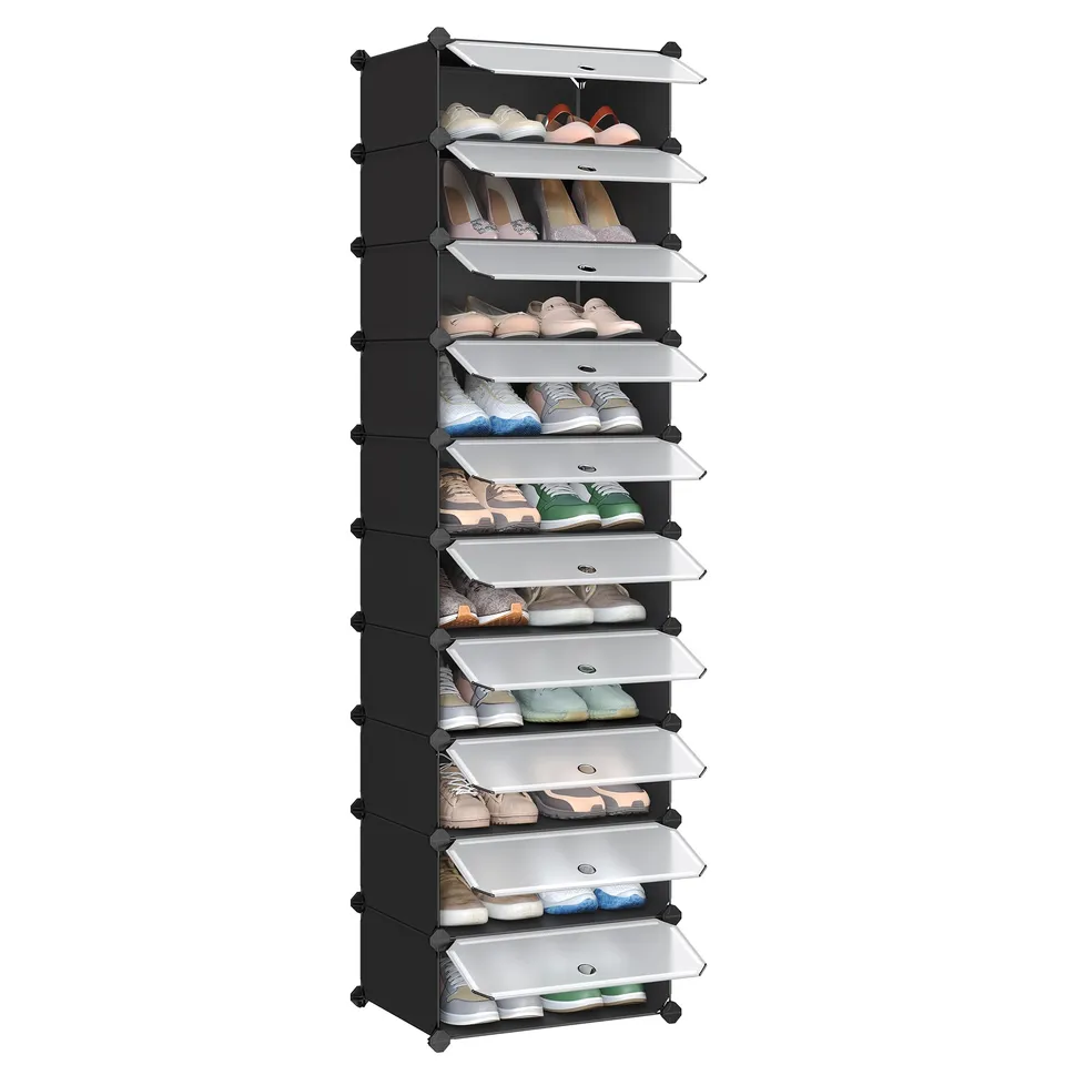 songmics-schuhregal-mit-t-r-10-f-cher-pp-31-x-43-x-173-cm-schwarz-lpc10hv1 image 1