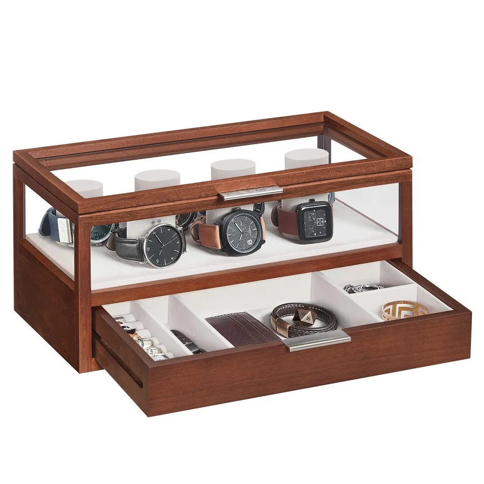 songmics-uhrenbox-2-ebenen-jow007k01-kaffeebraun-uhrenkasten-f-r-7-uhren-mit-acr image 1