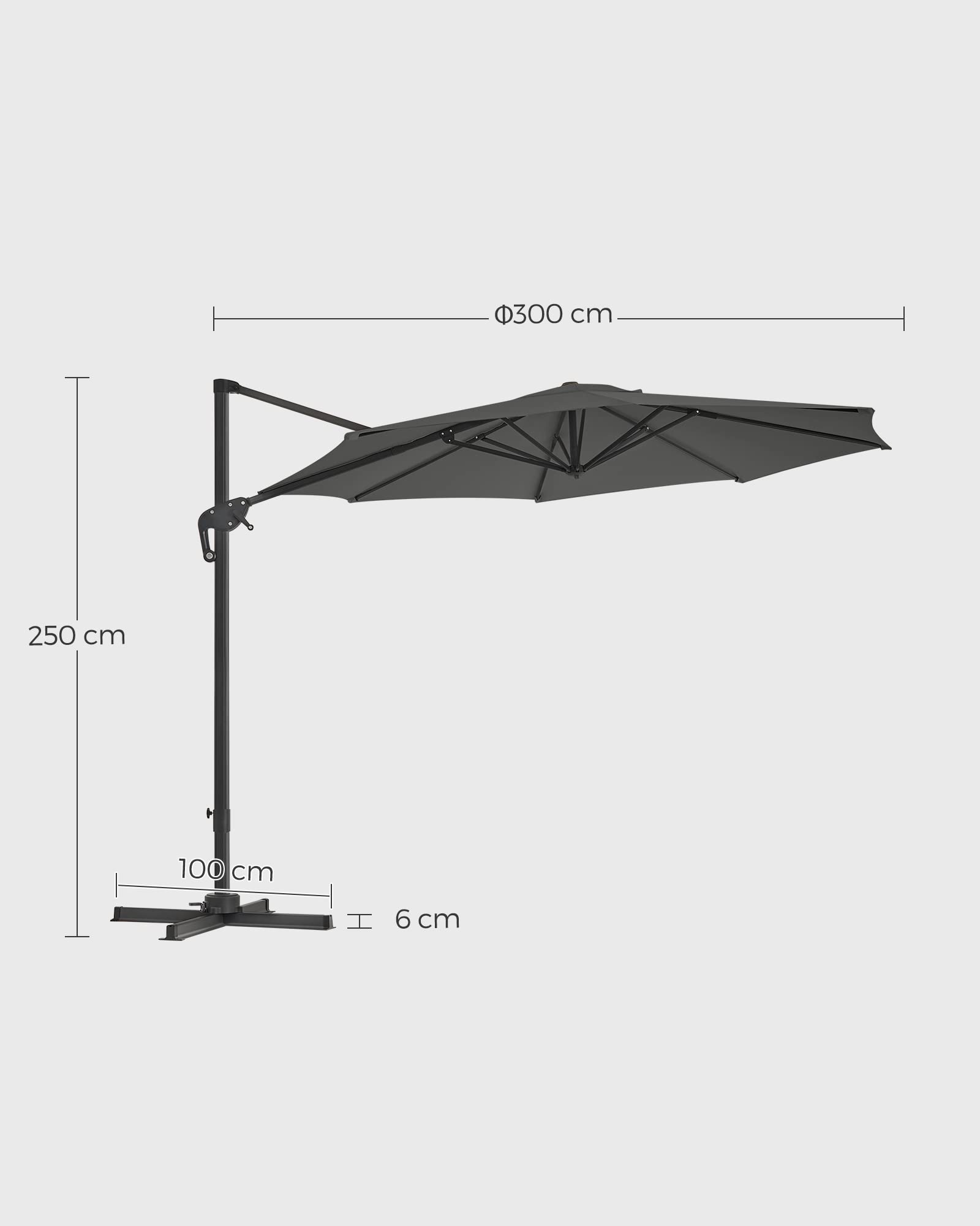 songmics-ampelschirm-gpu35gy-300-cm-upf-50-360-drehbar-mit-st-nder-grau image 8