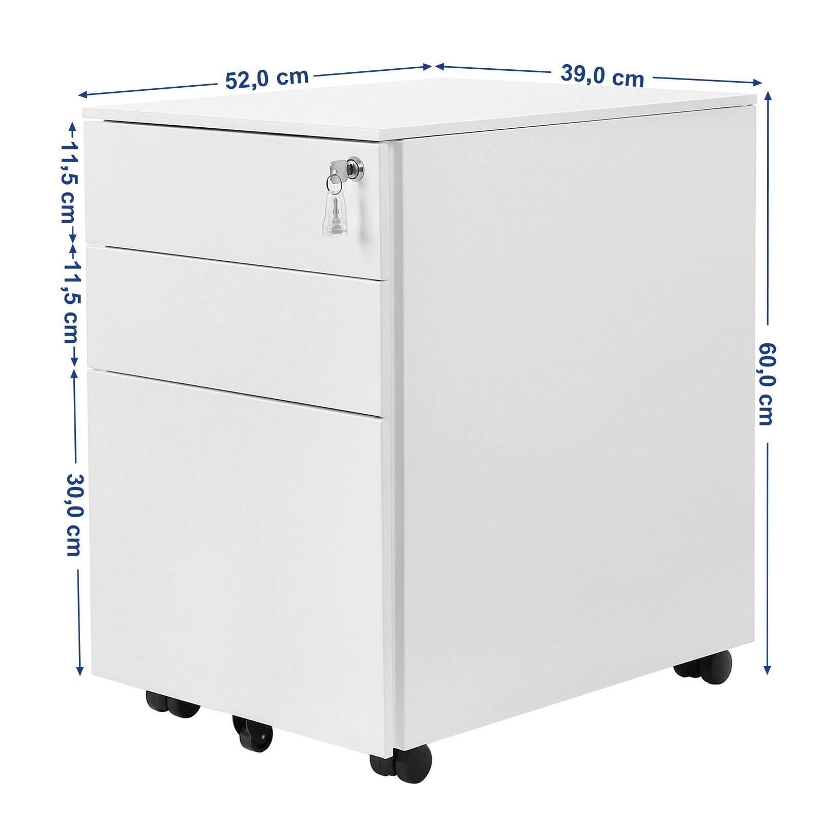 songmics-ofc60wt-rollcontainer-3-schubladen-wei-52x39x60-cm-abschlie-bar image 3