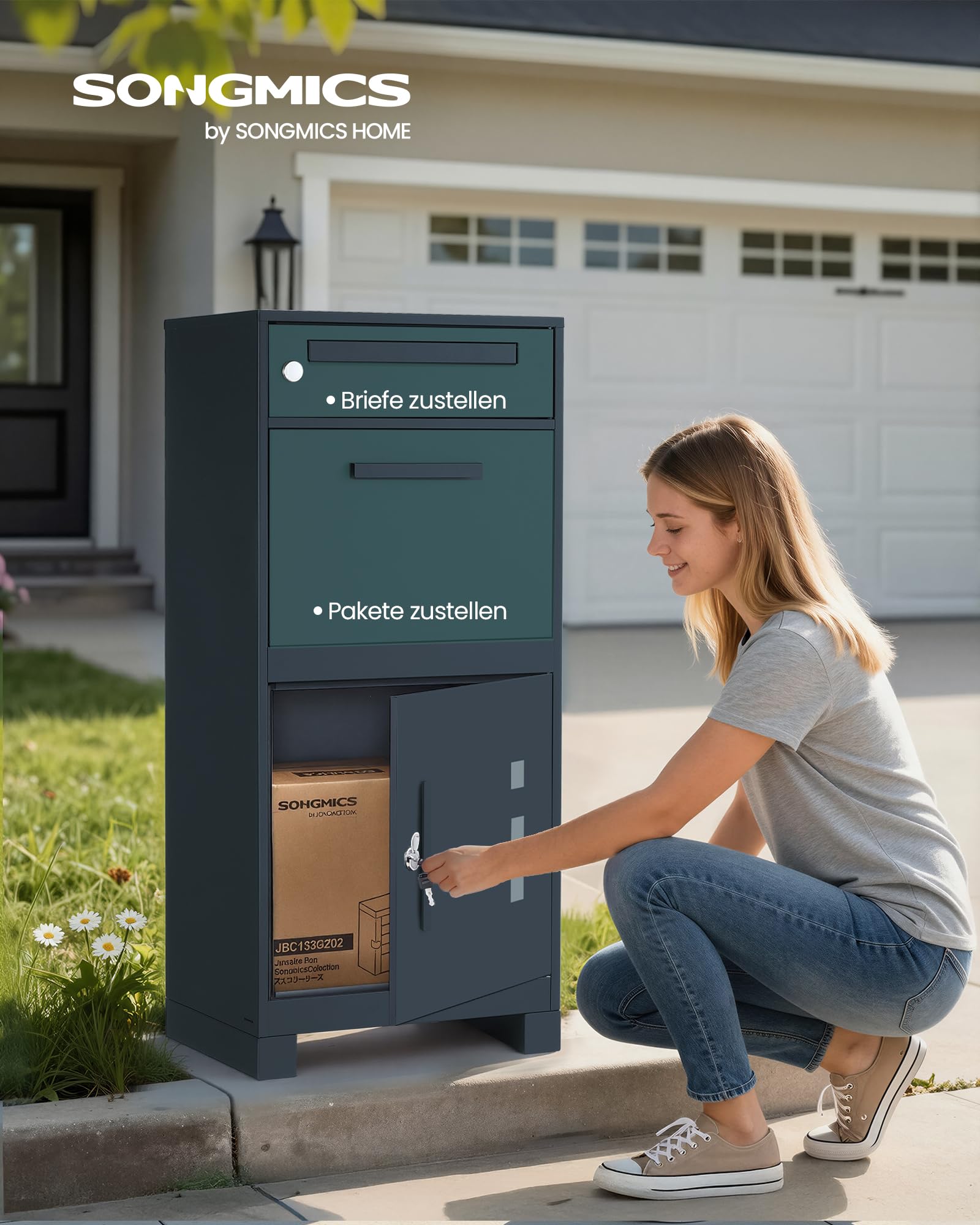 songmics-paketbox-xxl-gmb091gz01-briefkasten-mit-paketfach-anthrazit image 2