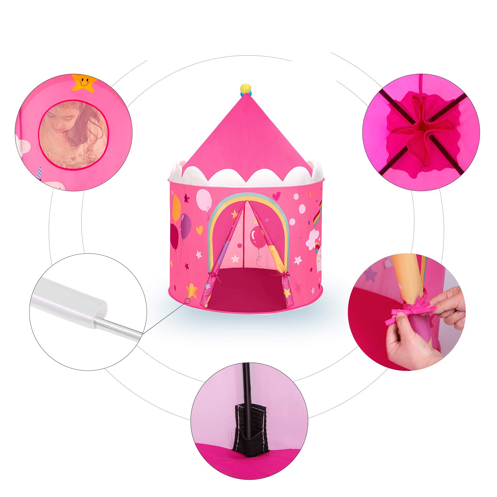songmics-spielzelt-lpt04py-pink-gelb-prinzessinnenschloss-101x135-cm image 4