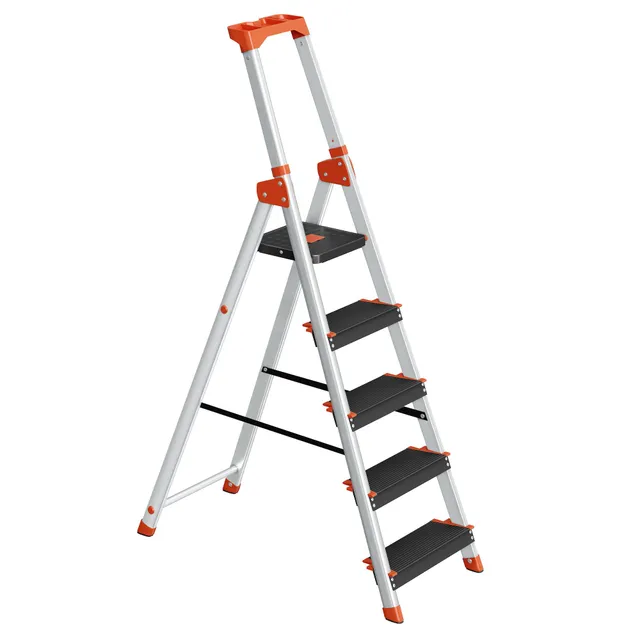 songmics-leiter-5-stufen-glt05bk-alu-schwarz-orange-150-kg image 1