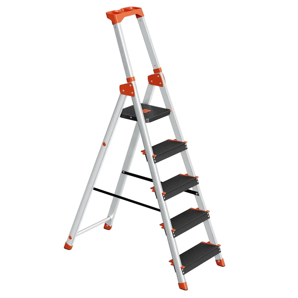 songmics-leiter-5-stufen-glt05bk-alu-schwarz-orange-150-kg image 1